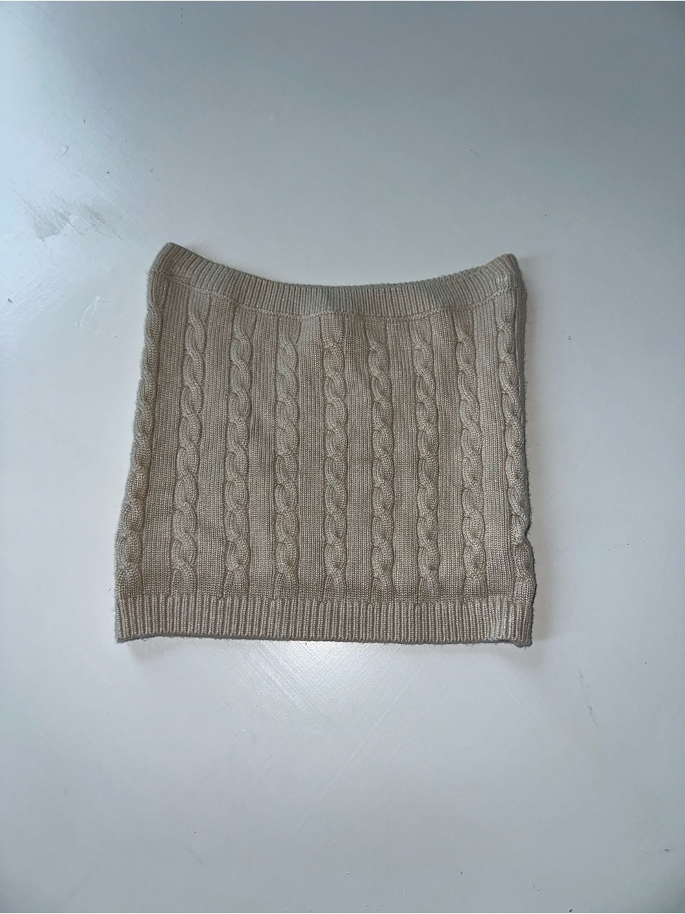 White Fox Boutique Cream Cable Knit Crop Top